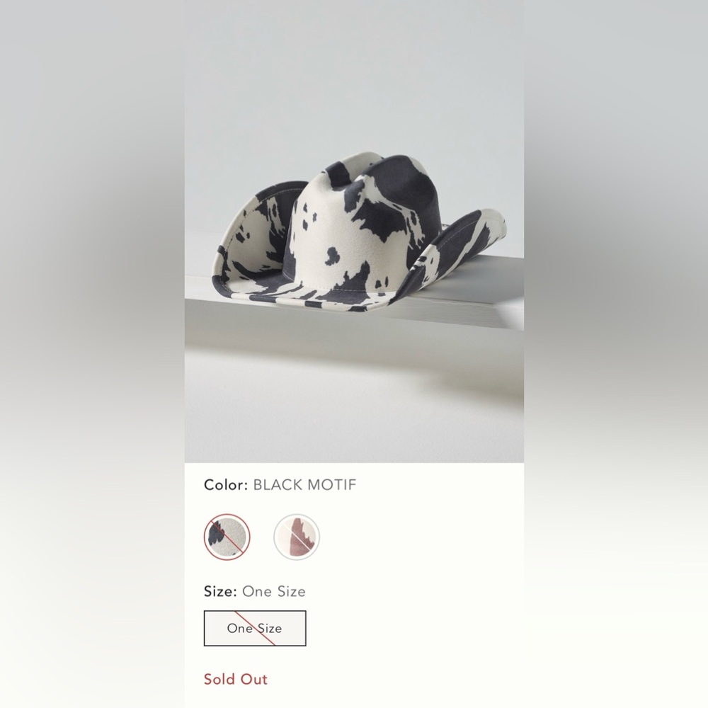 Anthropologie Black and White Cow-Print Hat